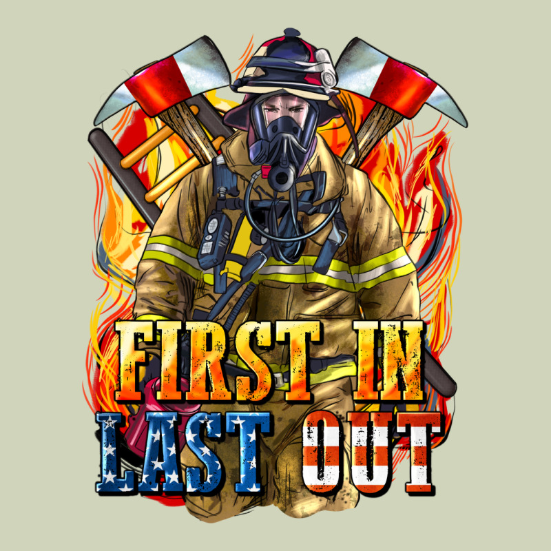 First In Last Out American Firefighter Heavyweight Hoodie by LillyAllenDesigns | Teevron