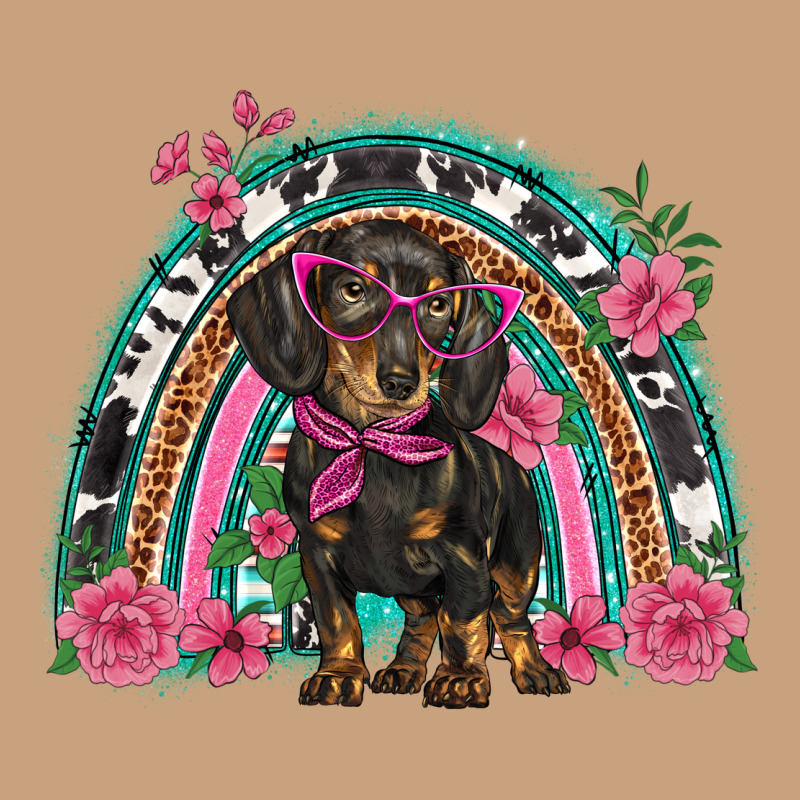 Dachshund Dog Pink  Floral Rainbow Vintage Tee by BarkalooDesign | Teevron