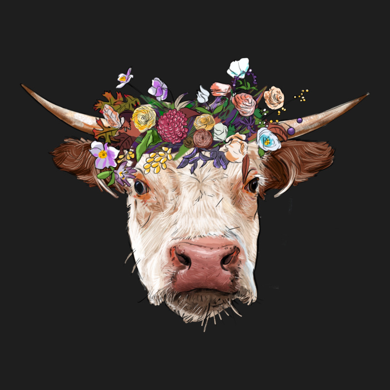 Hereford Cow With Floral Headband Classic Tee by RanaPortraitStore | Teevron