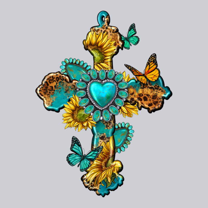 Western Cross With Gemstone And Sunflowers Heavyweight Sweatshirt by texasbilliewilder | Teevron