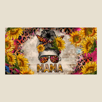 Mess Bun Mama With Sunflowers And Colorful Leopard License Plate Urban Heavy Tee | Teevron