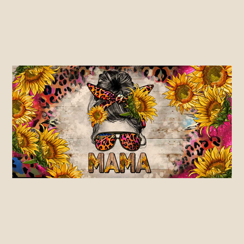 Mess Bun Mama With Sunflowers And Colorful Leopard License Plate Urban Heavy Tee by BarkalooDesign | Teevron