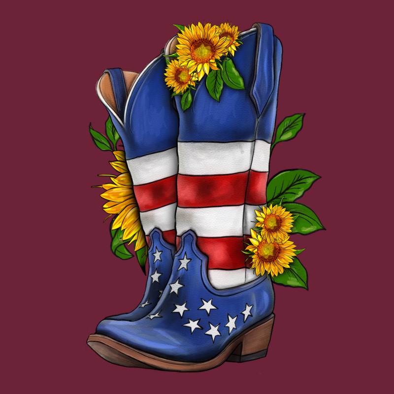 American Cowboy Boot With Sunflower Long Sleeve Tee by HRA Design Shop | Teevron