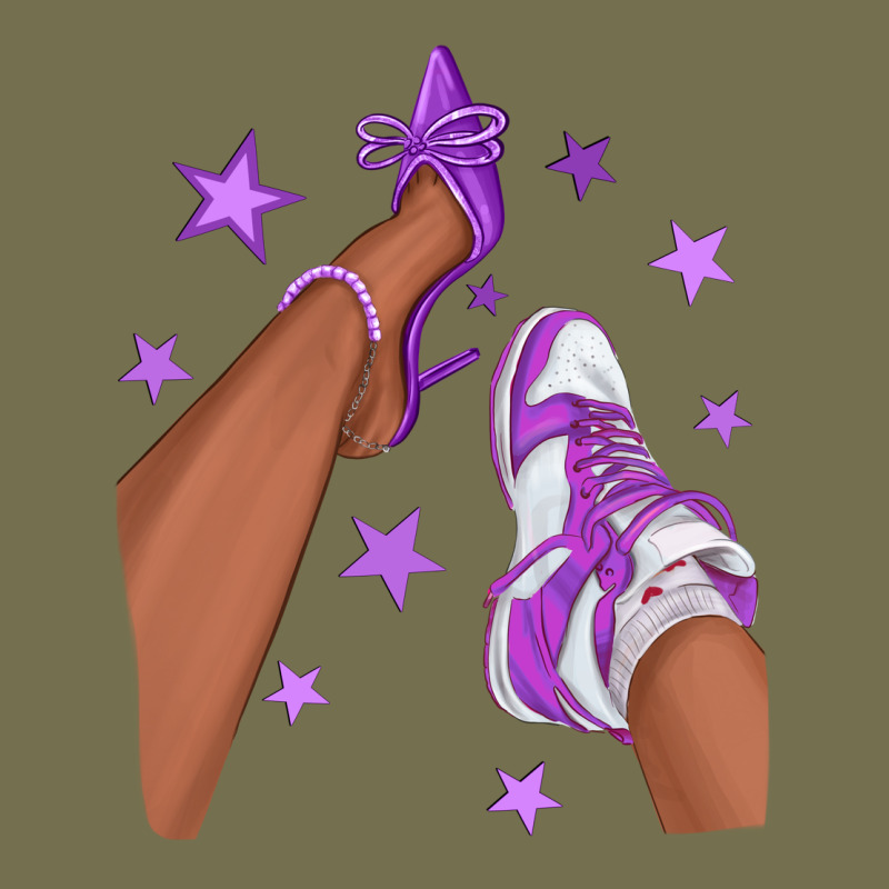 Purple Afro Girl Sneakers And Heels Vintage Hoodie by texasbilliewilder | Teevron