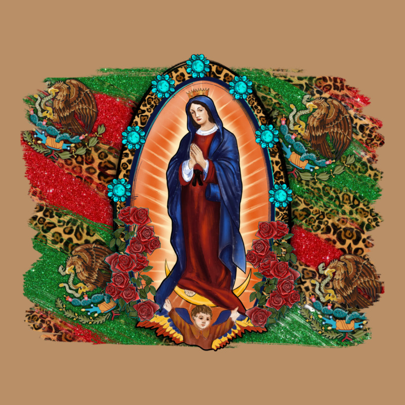Mexican Flag Lady Of Guadalupe Distressed Backgrou Vintage Hoodie by RanaPortraitStore | Teevron