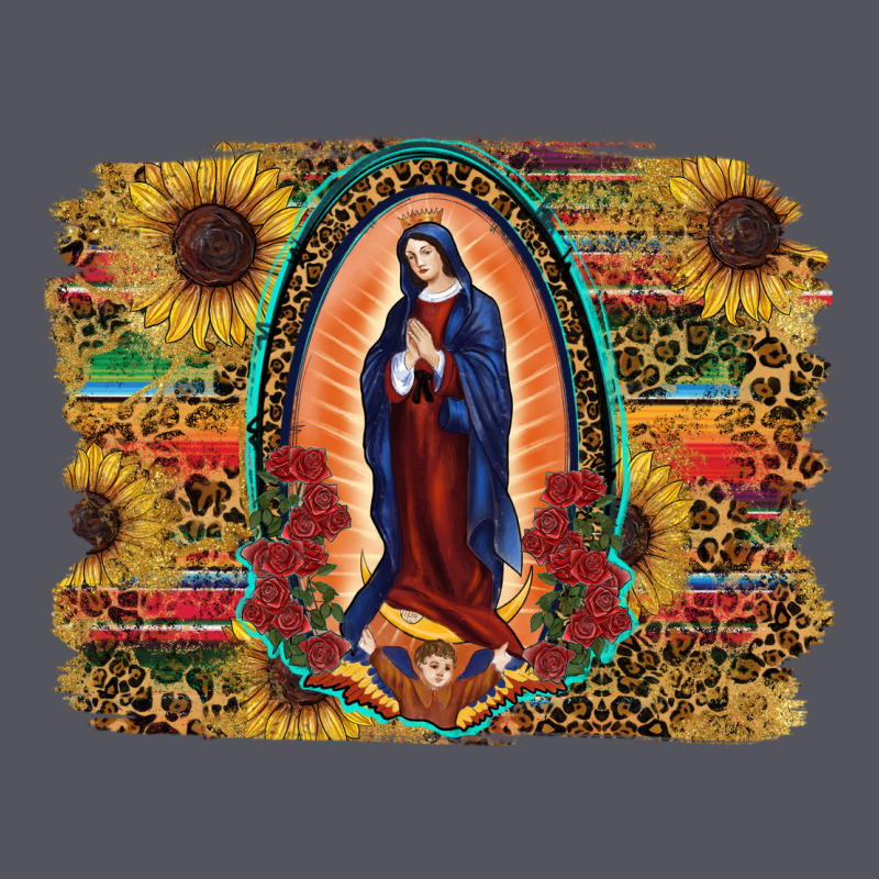 Sunflower Lady Of Guadalupe Distressed Background Vintage Hoodie by RanaPortraitStore | Teevron