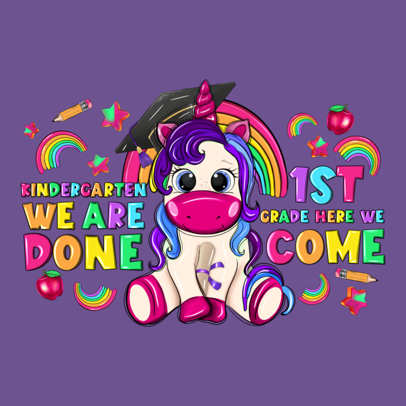 Kindergarten We Are Done 1st Here We Come With Unicorn Vintage Tee by texasbilliewilder | Teevron