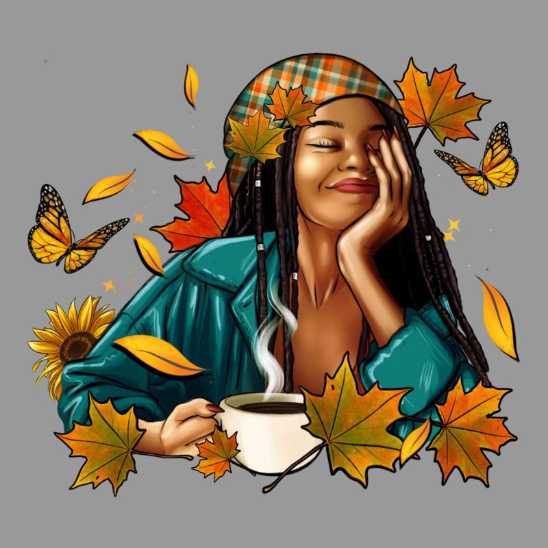 Fall Afro Woman With Coffee Vintage Hoodie by RanaPortraitStore | Teevron