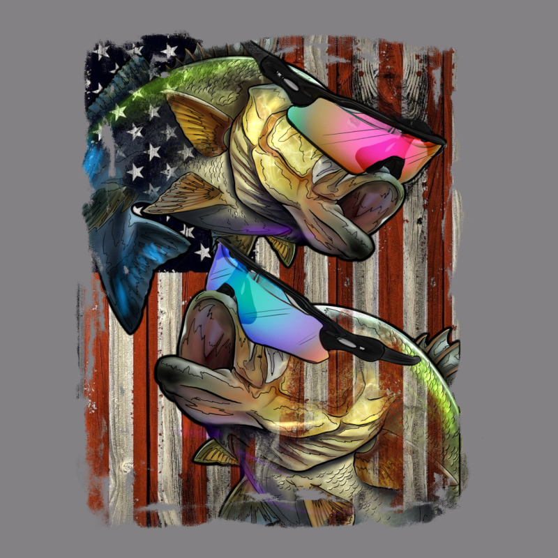 American Flag With Bass Fish Heavyweight Hoodie by LillyAllenDesigns | Teevron