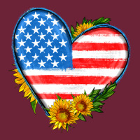 Usa Flag Heart With Sunflower Long Sleeve Tee | Teevron