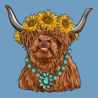 Highland Cow With Sunflower And Gemstone Urban Heavy Tee | Teevron