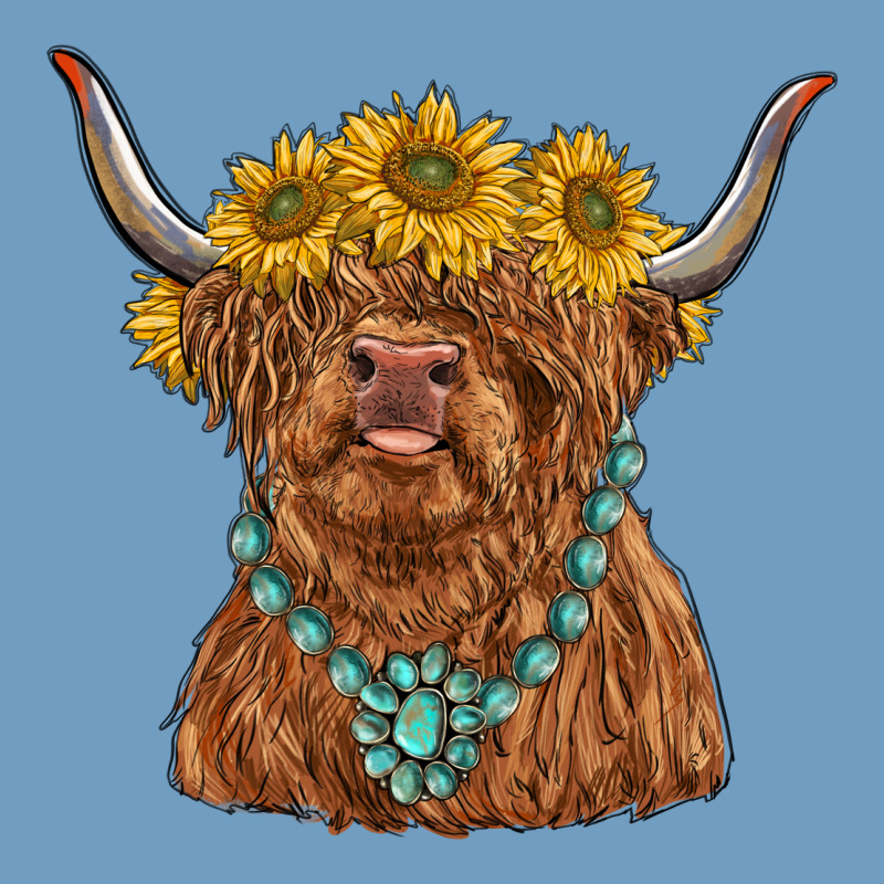 Highland Cow With Sunflower And Gemstone Urban Heavy Tee by RanaPortraitStore | Teevron
