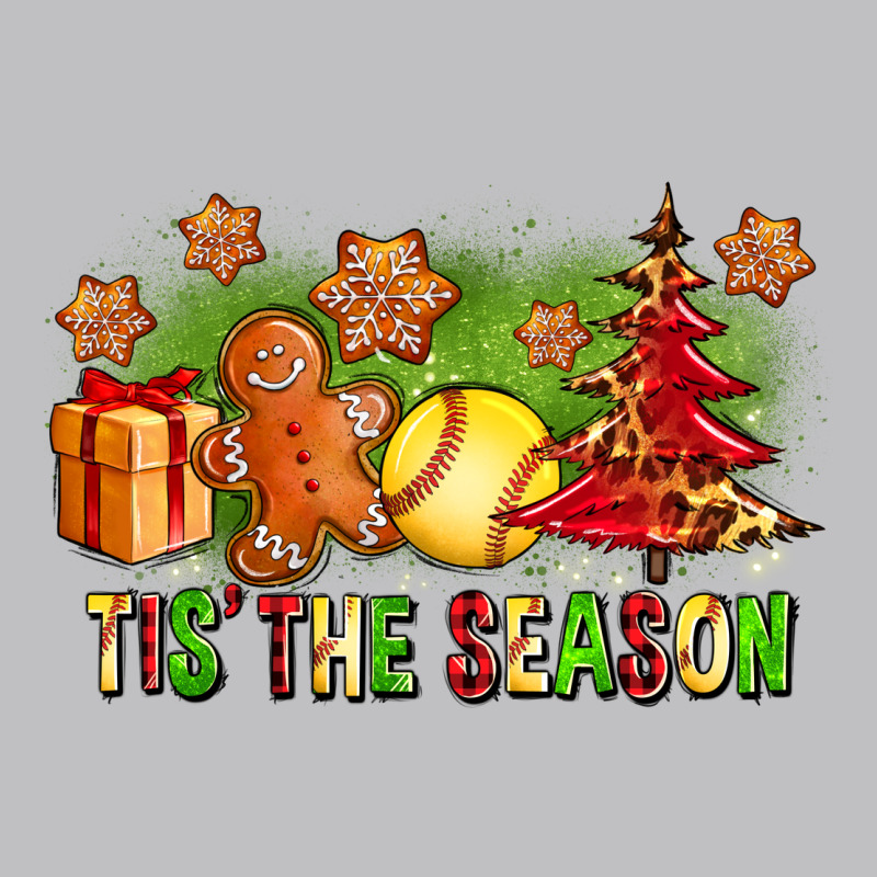 Tis The Season Christmas With Softball And Gingerbread Man Long Sleeve Tee by FaDigitalArtStudio | Teevron