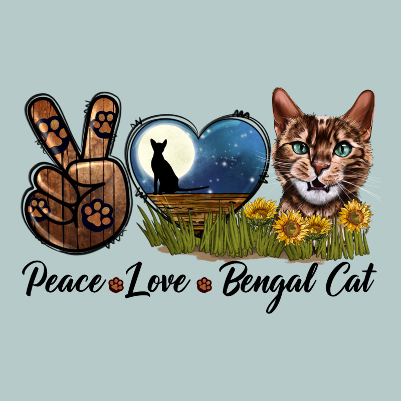 Peace Love Bengal Cat Head Heavy Core Tee by LillyAllenDesigns | Teevron