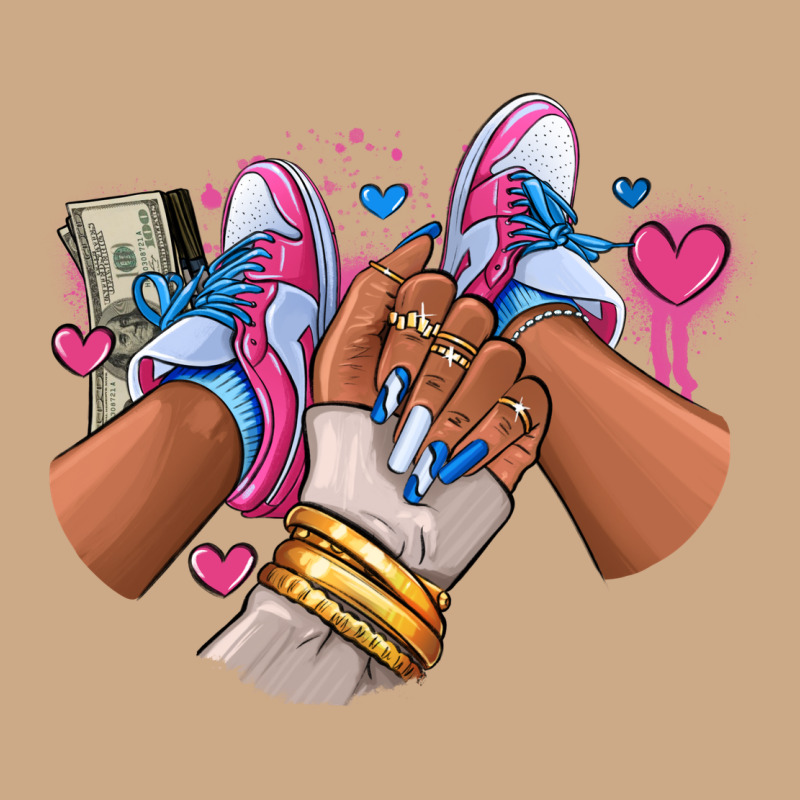 Pink And Blue Sneaker Girl Vintage Hoodie by RanaPortraitStore | Teevron