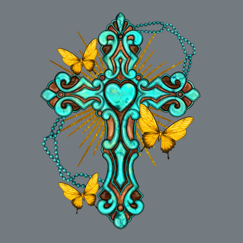 Cross With Heart Shaped Gemstone And Butterfly Heavyweight Sweatshirt by texasbilliewilder | Teevron