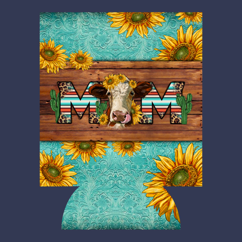 Mom Hereford Cattle Sunflowers On Tooled Leather Regular Can Cooler Heavyweight Hoodie by BarkalooDesign | Teevron