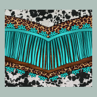 Western Cowhide Leopard Turquoise Fringed Heavyweight Hoodie | Teevron