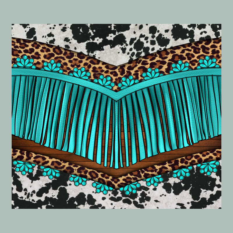 Western Cowhide Leopard Turquoise Fringed Heavyweight Hoodie by BarkalooDesign | Teevron