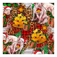 christmas pig  tartan with  hay and christmas ligh | Teevron