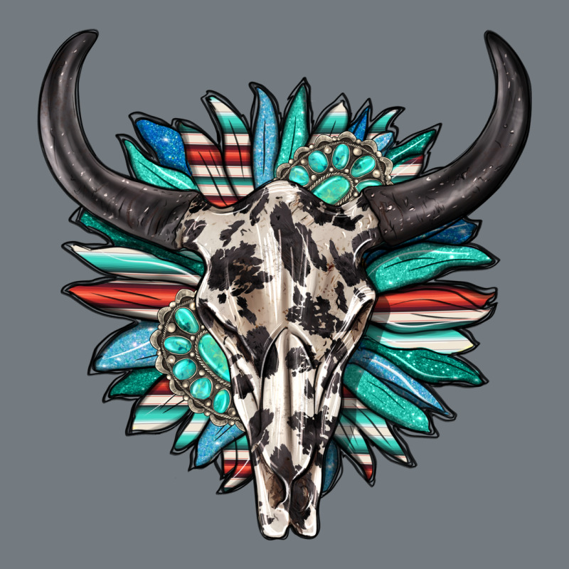 Western Bull Skull With Sunflower And Gemstone Heavyweight Sweatshirt by texasbilliewilder | Teevron