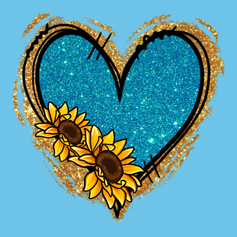 Gold Glitter Sunflower Blue Heart Premium Sweatshirt by Jasminsmagicworld | Teevron