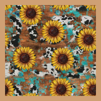Western Sunflowers Turquoise Cowhide Seamless Background Vintage Tee | Teevron