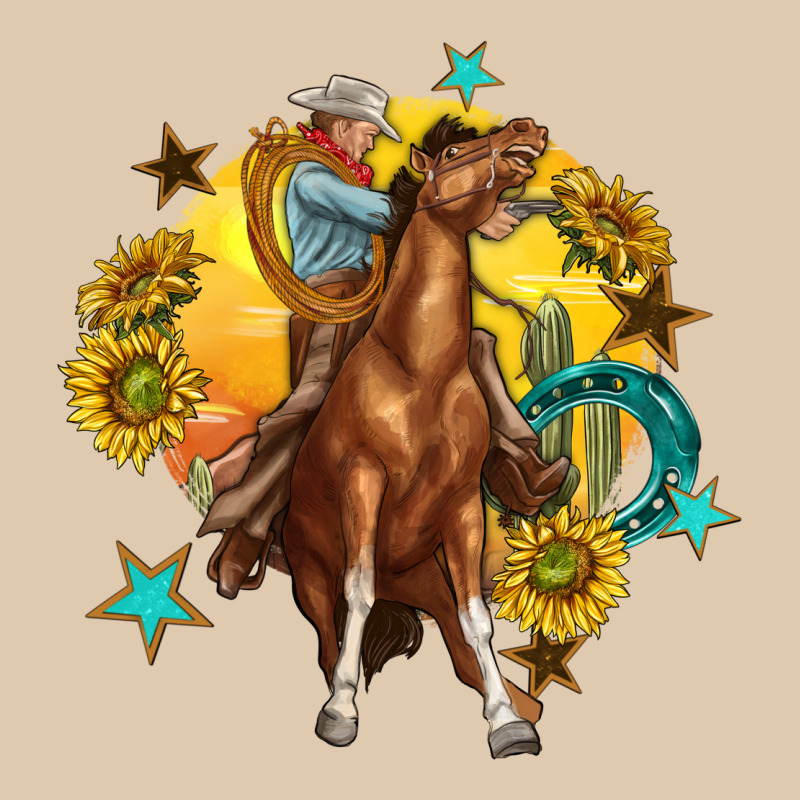 Bucking Horse With Cowboy And Sunflower Heavyweight Sweatshirt by texasbilliewilder | Teevron