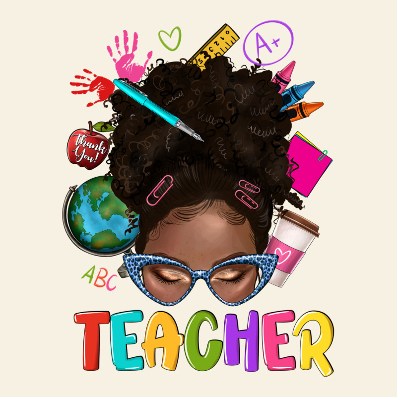 Teacher Afro Messy Bun Vintage Tee by texasbilliewilder | Teevron