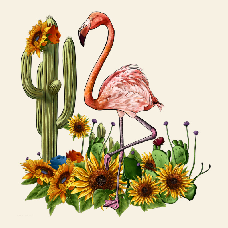 Flamingo With Cactus And Sunflowers Vintage Tee by BarkalooDesign | Teevron