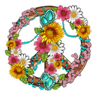 floral peace sign with gemstone | Teevron