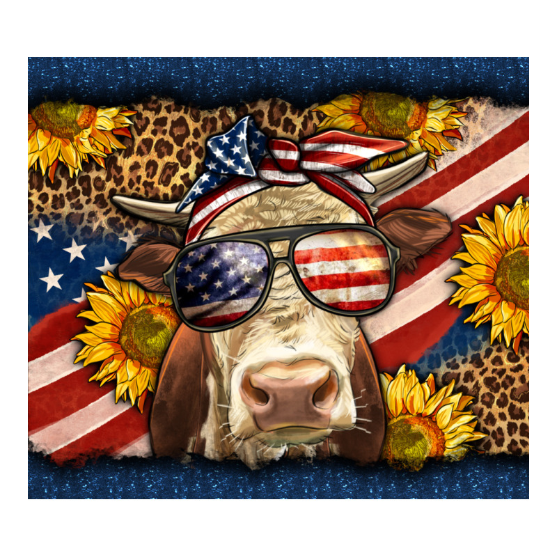 Western 4th Of July Cow Heavyweight Hoodie by LillyAllenDesigns | Teevron