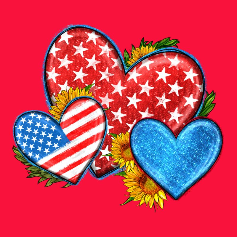 Usa Flag Hearts With Sunflower Classic Tee by HRA Design Shop | Teevron