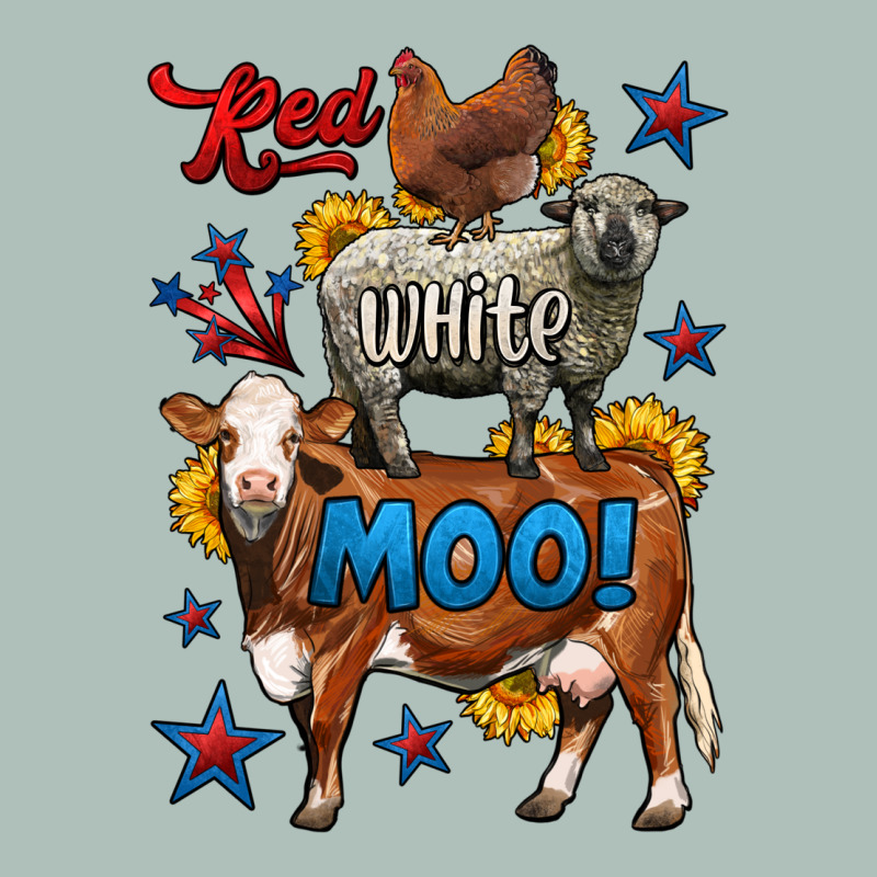 Red White Moo Farm Animals 4th Of July Heavyweight Hoodie by LillyAllenDesigns | Teevron