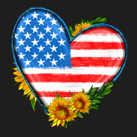 Usa Flag Heart With Sunflower Classic Tee | Teevron