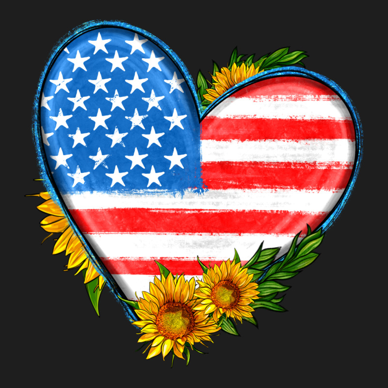 Usa Flag Heart With Sunflower Classic Tee by HRA Design Shop | Teevron