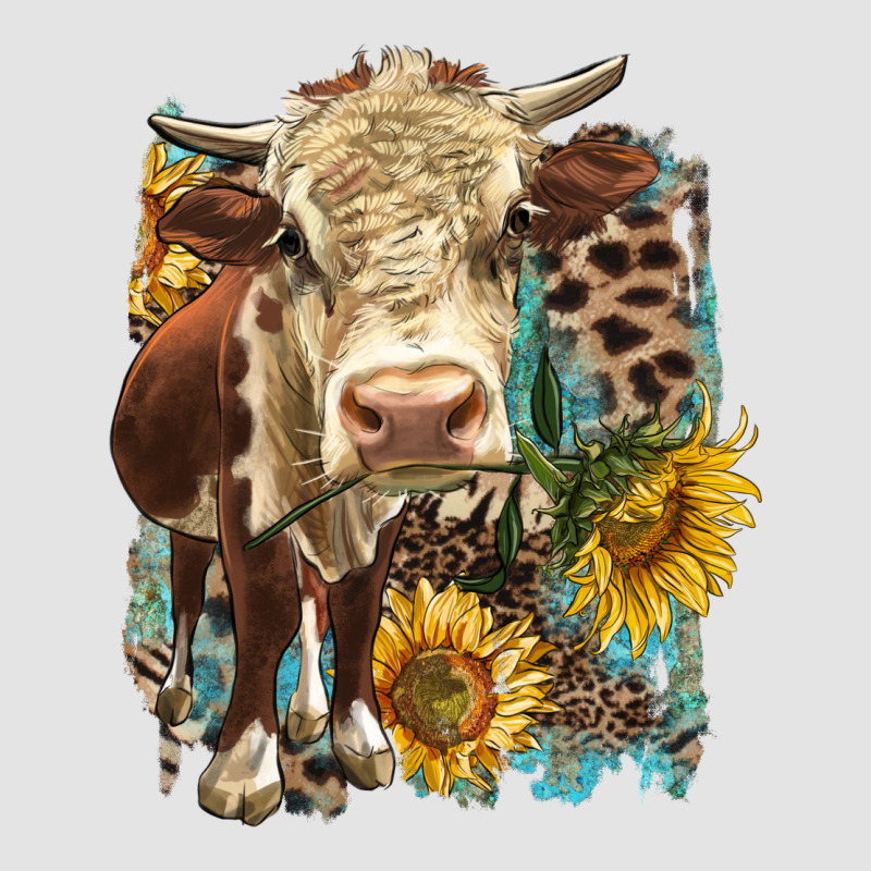 Hereford Heifer With Sunflower And Leopard Premium Sweatshirt by LillyAllenDesigns | Teevron