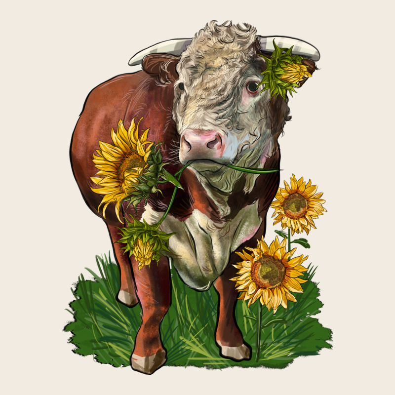 Hereford Bull With Sunflowers Premium Sweatshirt by LillyAllenDesigns | Teevron
