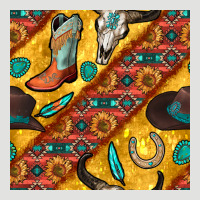 Western Cowboy Bull Skull Seamless Pattern Classic Tee | Teevron