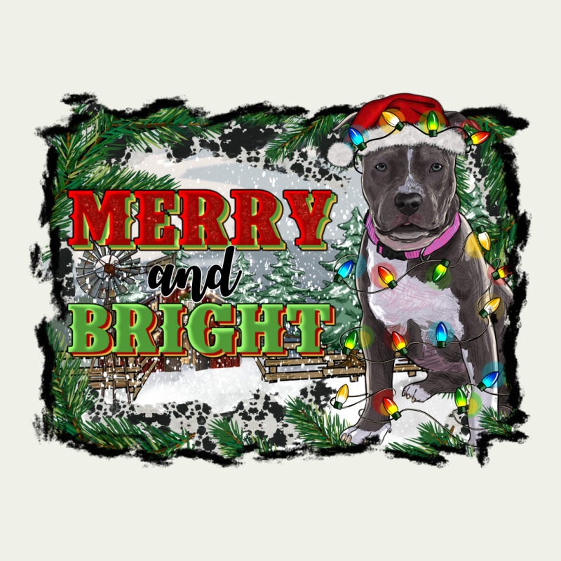 Merry And Bright Pitbull With Farm Urban Heavy Tee by RanaPortraitStore | Teevron