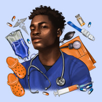 Afro Man Nurse Urban Heavy Tee | Teevron
