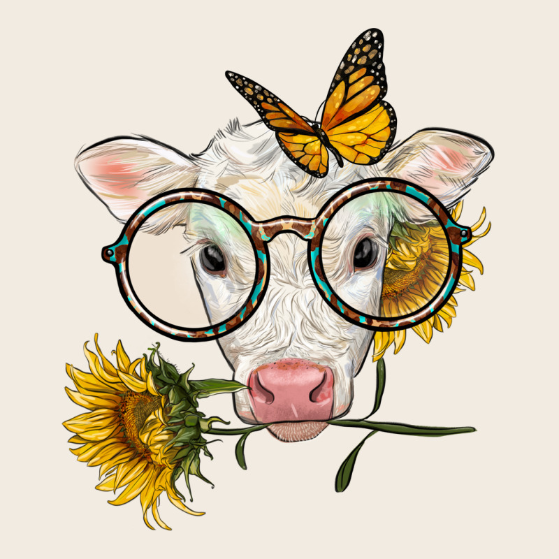 Charolais Calf With Sunflowers And Butterfly Premium Sweatshirt by LillyAllenDesigns | Teevron