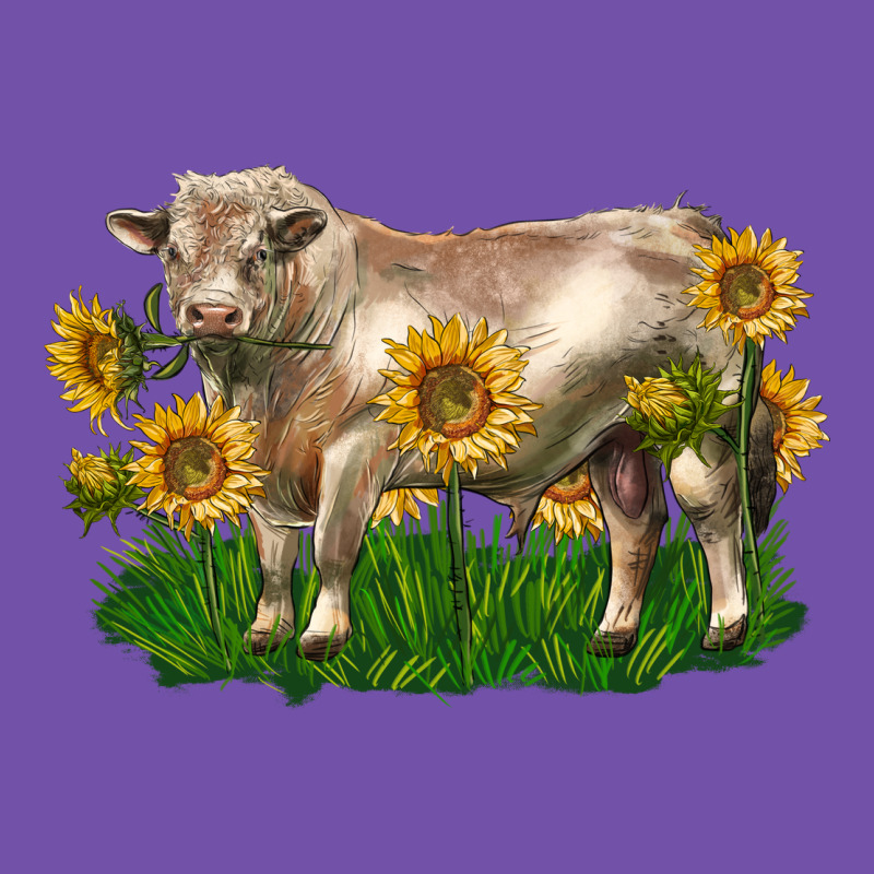 Charolais Bull With Sunflowers Premium Sweatshirt by LillyAllenDesigns | Teevron