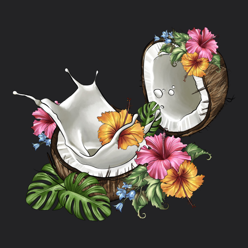 Coconut With Tropical Leavers And Flowers Vintage Tee by BarkalooDesign | Teevron