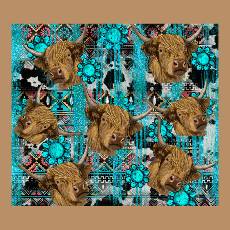 Western Aztec Highland Cow Vintage Hoodie by RanaPortraitStore | Teevron