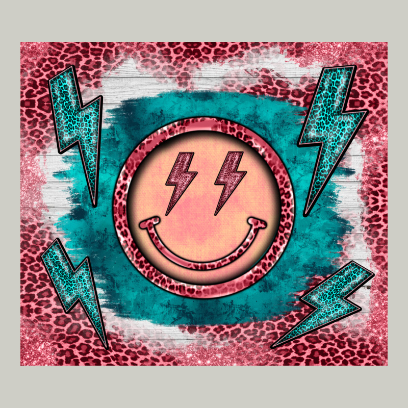Western Lightning Bolt Smiling Face Turquoise Heavyweight Hoodie by BarkalooDesign | Teevron