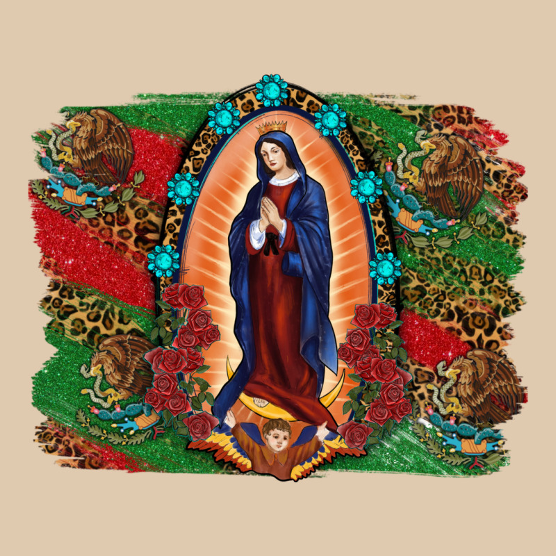 Mexican Flag Lady Of Guadalupe Distressed Backgrou Heavyweight Sweatshirt by RanaPortraitStore | Teevron