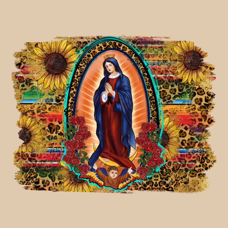 Sunflower Lady Of Guadalupe Distressed Background Heavyweight Sweatshirt by RanaPortraitStore | Teevron