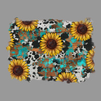 Western Sunflowers Turquoise Cowhide Background Vintage Hoodie | Teevron