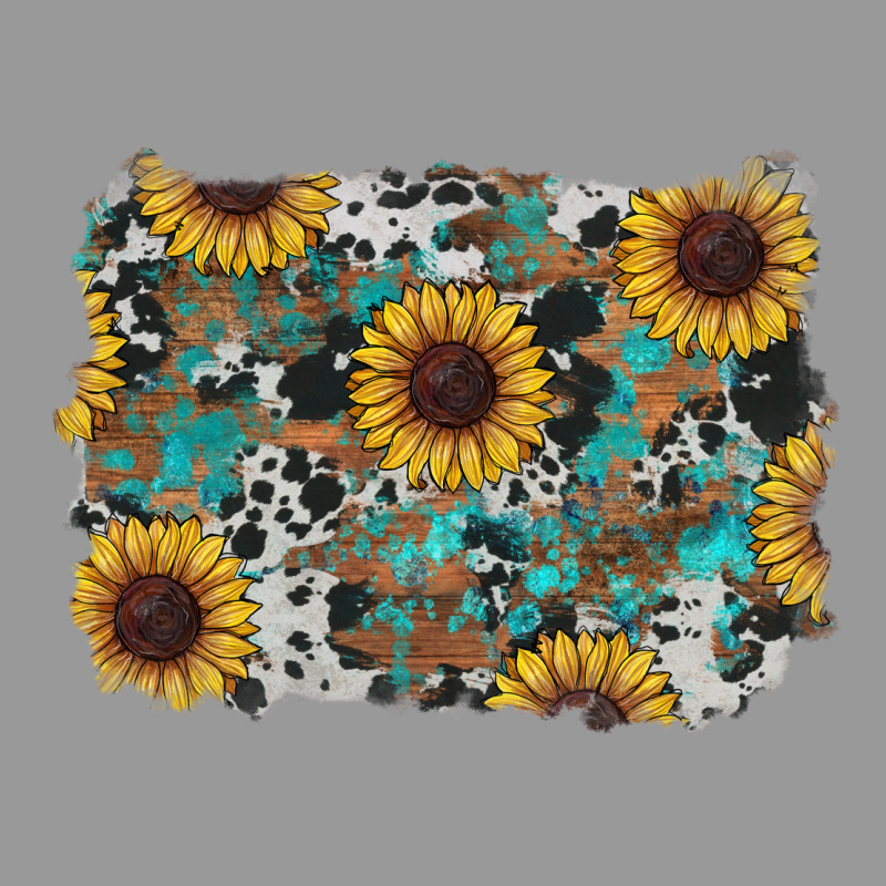 Western Sunflowers Turquoise Cowhide Background Vintage Hoodie by RanaPortraitStore | Teevron